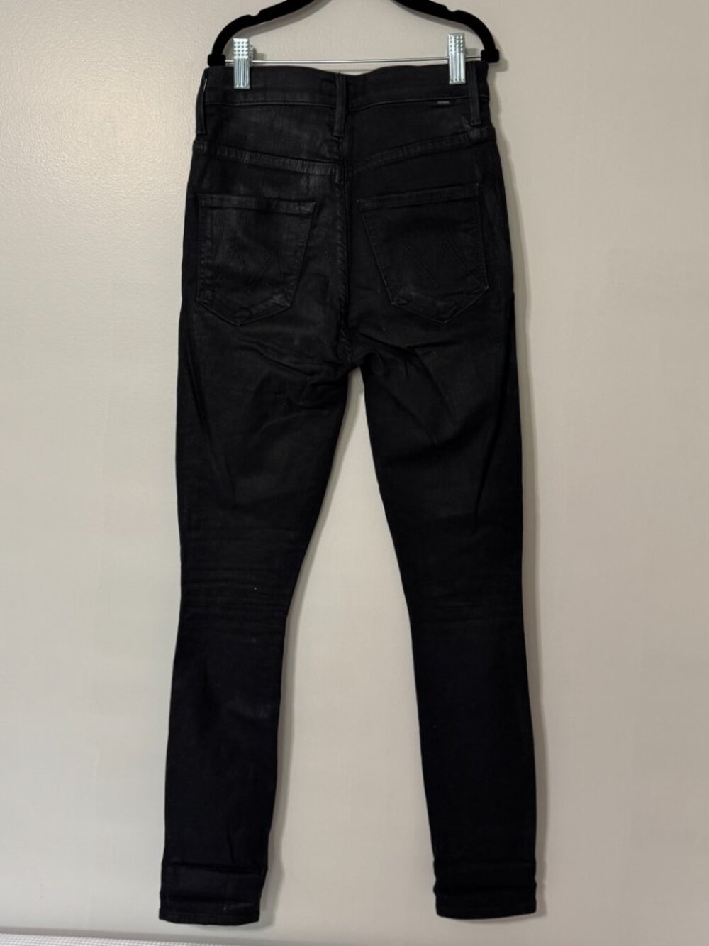 MOTHER The Swooner Ankle Black Coated High Waist Jeans in Wet Paint - Picture 3 of 15